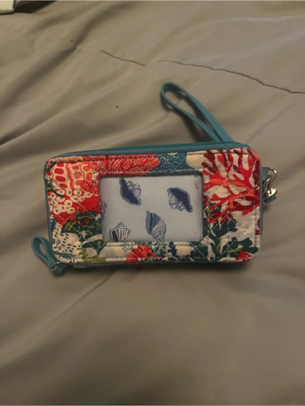 Vera Bradley Floral Quilted Wristlet Wallet - Turquoise & Red